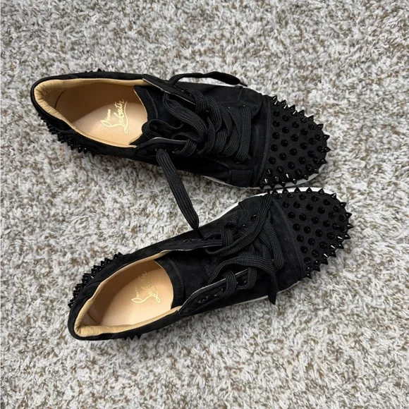 Christian Louboutin Black Suede Spiked Sneakers
